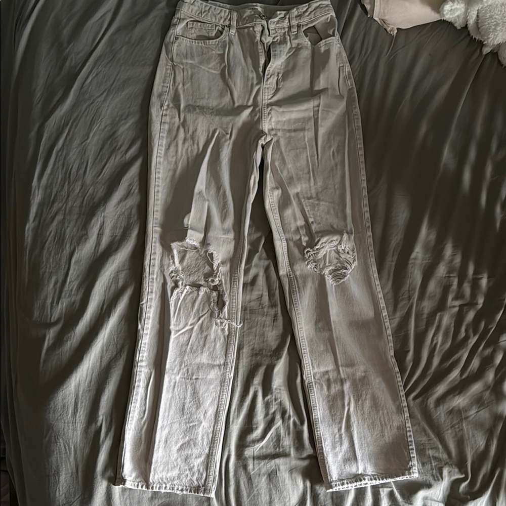 Distressed Gray Denim Jeans